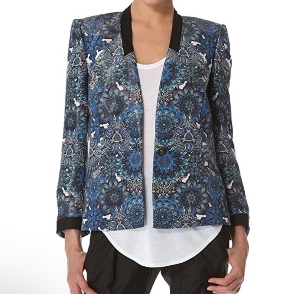 HELMUT LANG Jacket Blazer Silk Blend Blue Black